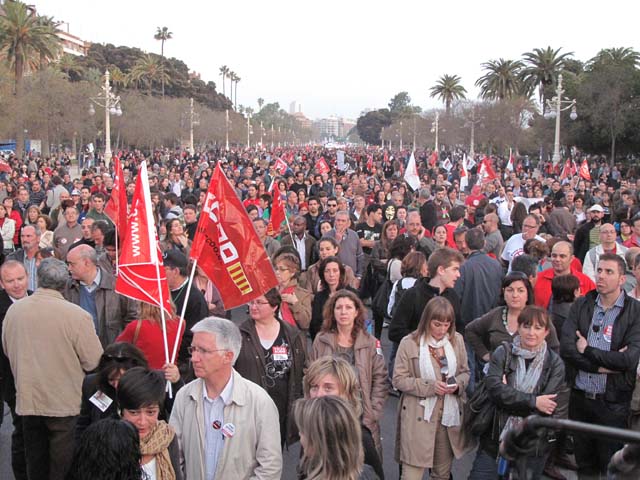 Manifestacin en Valencia durante la pasada huelga general del 29 de marzo. 