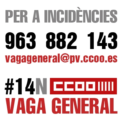 Contacta con CCOO PV para incidencias sobre la huelga