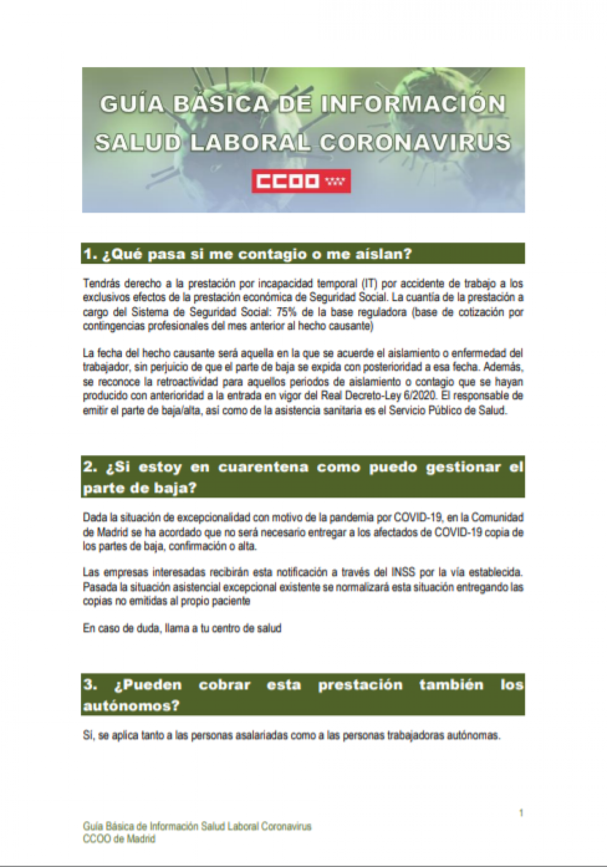Gua bsica de informacin de salud laboral por el coronavirus