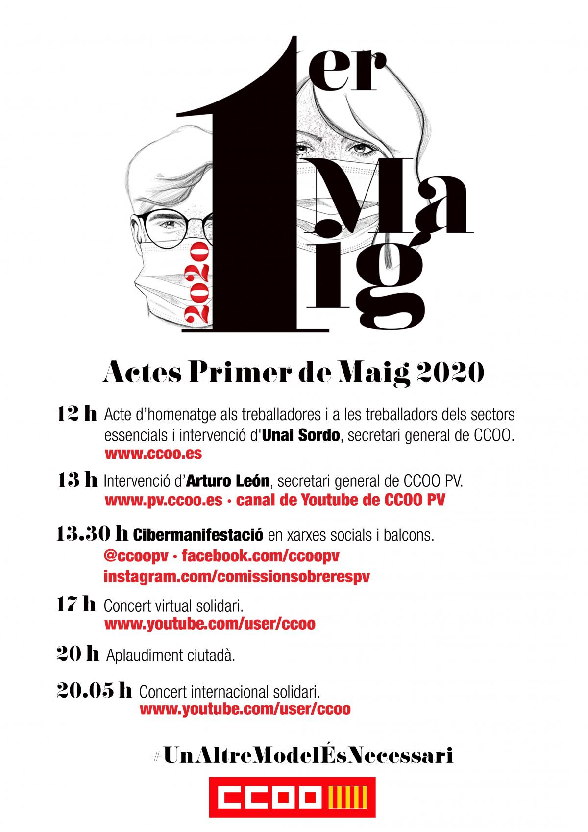 Cartell actes Primer de Maig 2020.