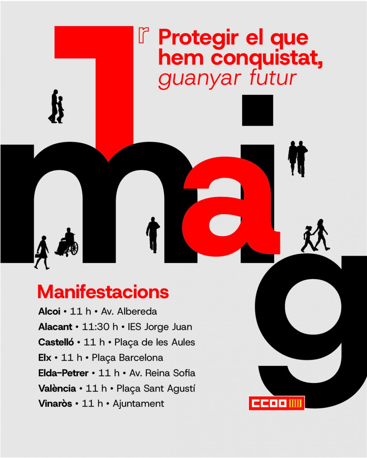 Cartell amb les manifestacions del Primer de Maig 2025