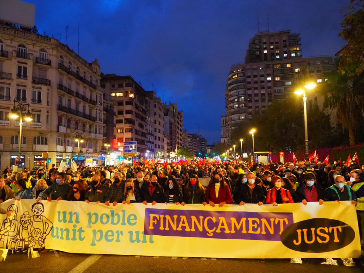 Manifestació per un finançament just, a València el passat dia 20 de novembre.