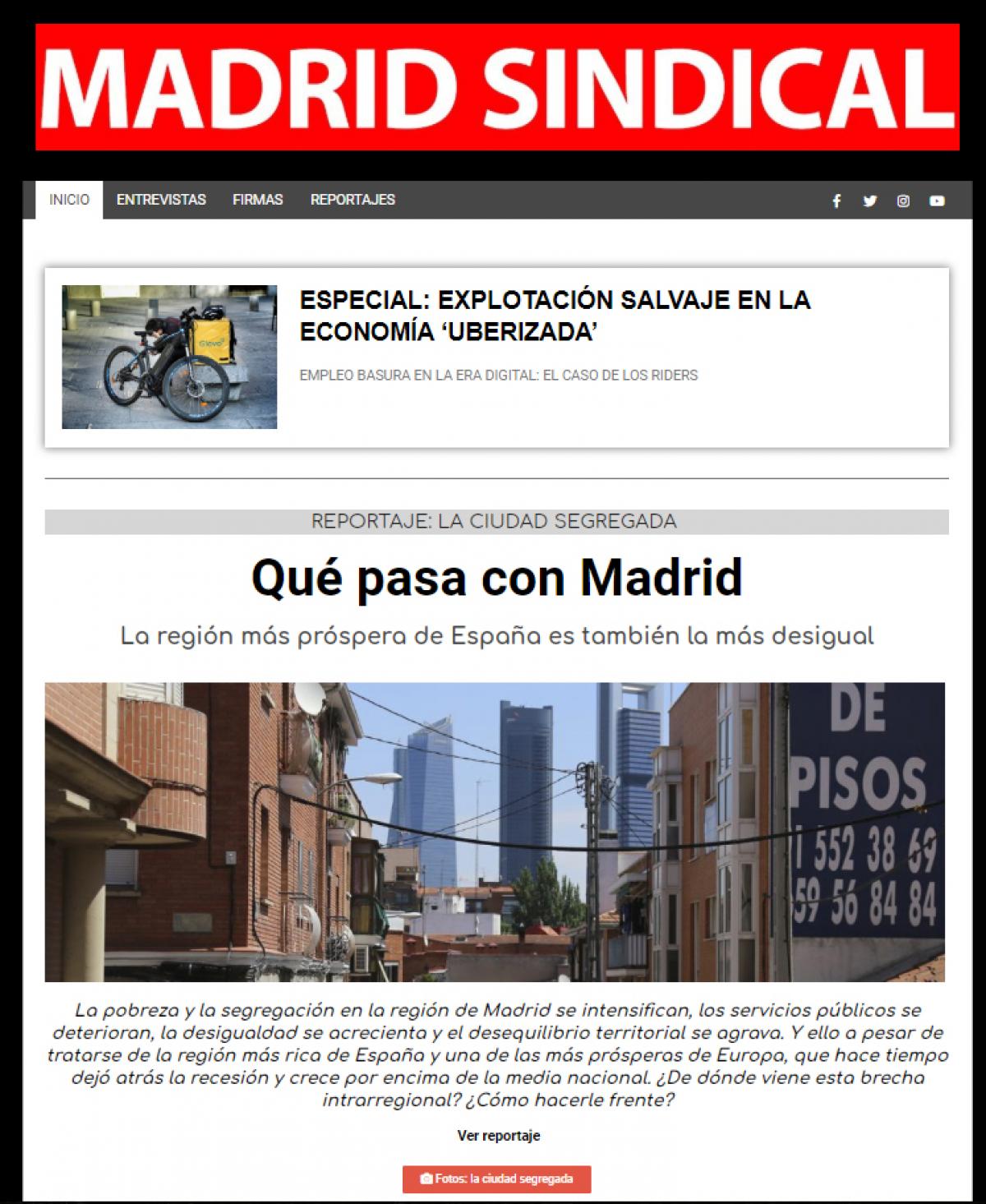 Portada de Madrid Sindical web