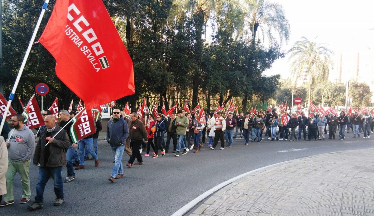 Manifestacin de trabaajdores del campo en Sevilla.