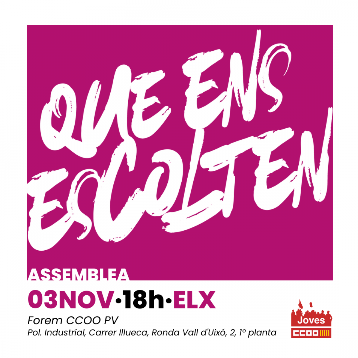 Que ens escolten. Assemblea a Elx.