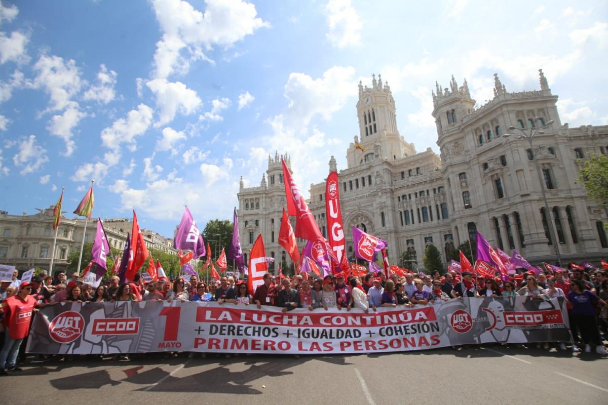 Manifestacin del 1 de Mayo de 2019 a su paso por la Plaza de Cibeles