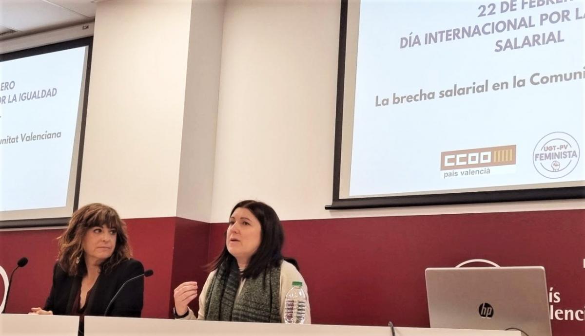 Cloti Iborra, durant la presentaci de l'Informe sobre bretxa de gnere en els salaris i en les pensions.