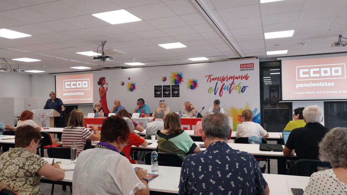 El secretario general de Pensionistas CCOO PV, Juan Pradells, interviene en el Consejo.