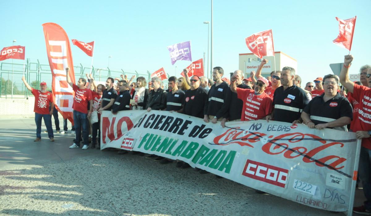 Una delegacin de CCOO visit el pasado octubre a la plantilla de Coca-Cola Fuenlabrada