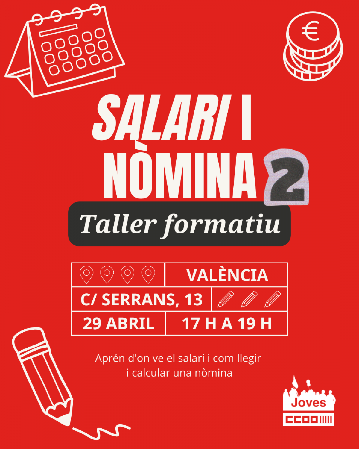 Cartell del segon taller sobre salari i nmina