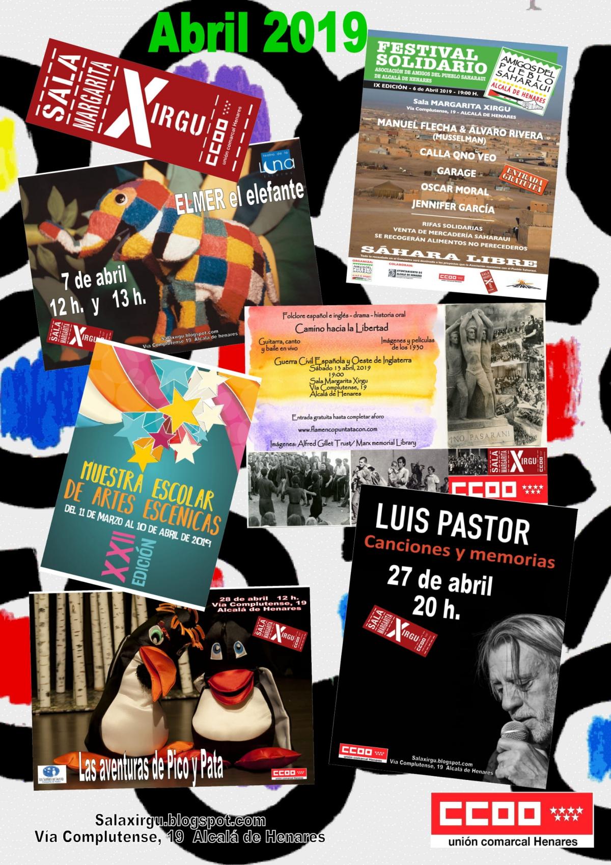 Programacin de la sala Margarita Xirgu de CCOO Henares durante abril