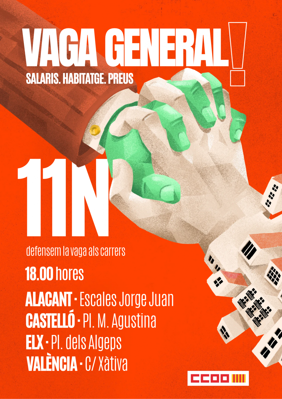 Manifestacions convocades al País Valencià l'11 de novembre, jornada de vaga general.