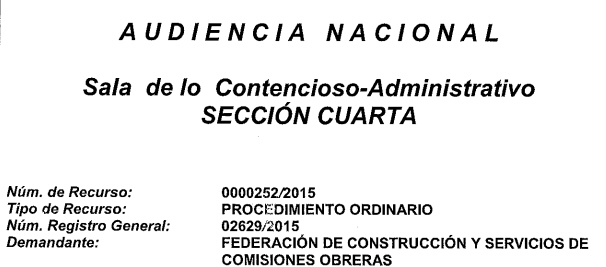 La Audiencia Nacional legitima a CCOO para recurrir en materia de contratacin publica