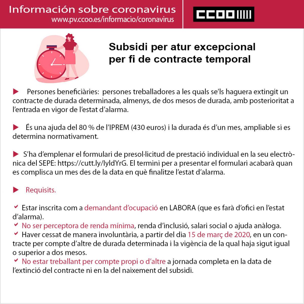 Subsidi per atur excepcional per fi de contracte temporal.