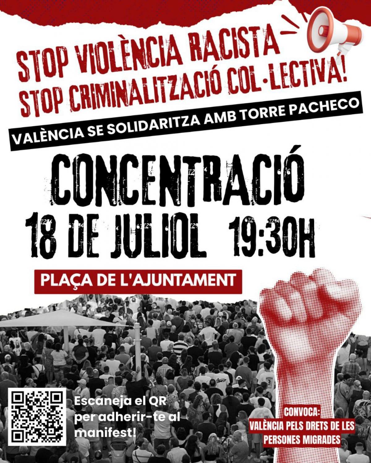 Valncia se solidaritza amb Torre Pacheco.