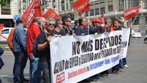 Manifestacin de los trabajadores de Otis por las calles de Madrid el 4 de mayo