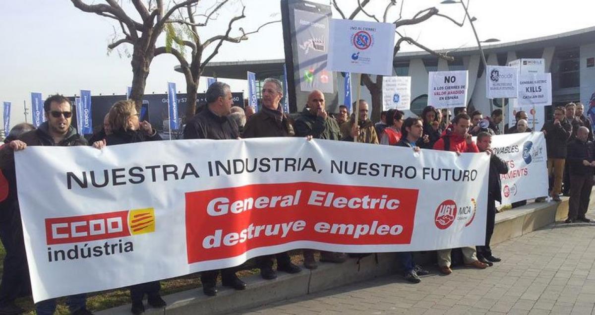 Moviliacin de los trabajadores y trabajadoras de General Electric. Foto de archivo