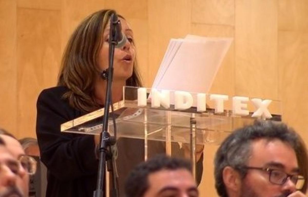 La representante de CCOO durante su intervencin en la Junta General de Accionistas