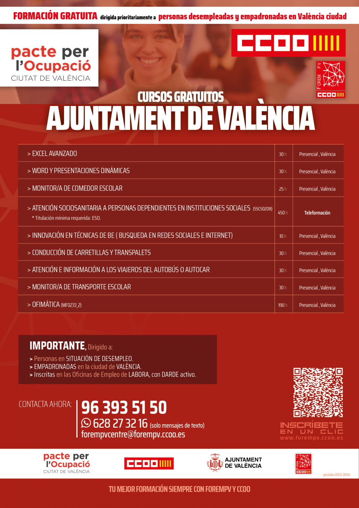 Cursos Forem PV. Pacto por el Empleo Ciudad de Valncia