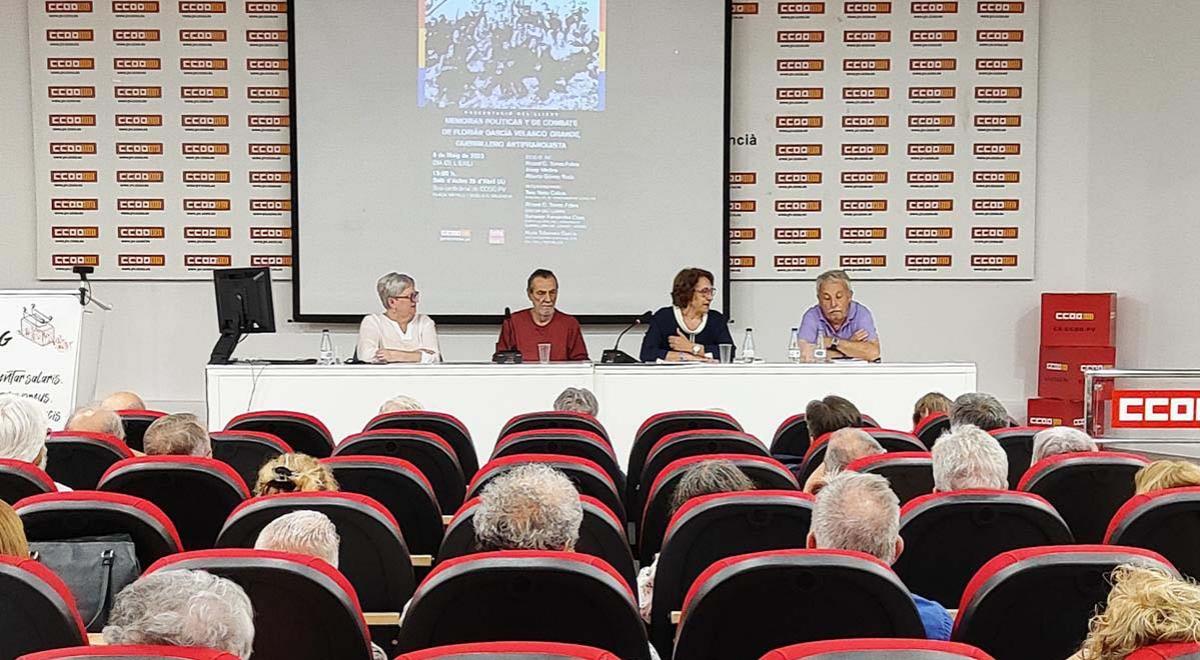 Momento de la presentación en el salón de actos de la sede de CCOO PV en Valencia