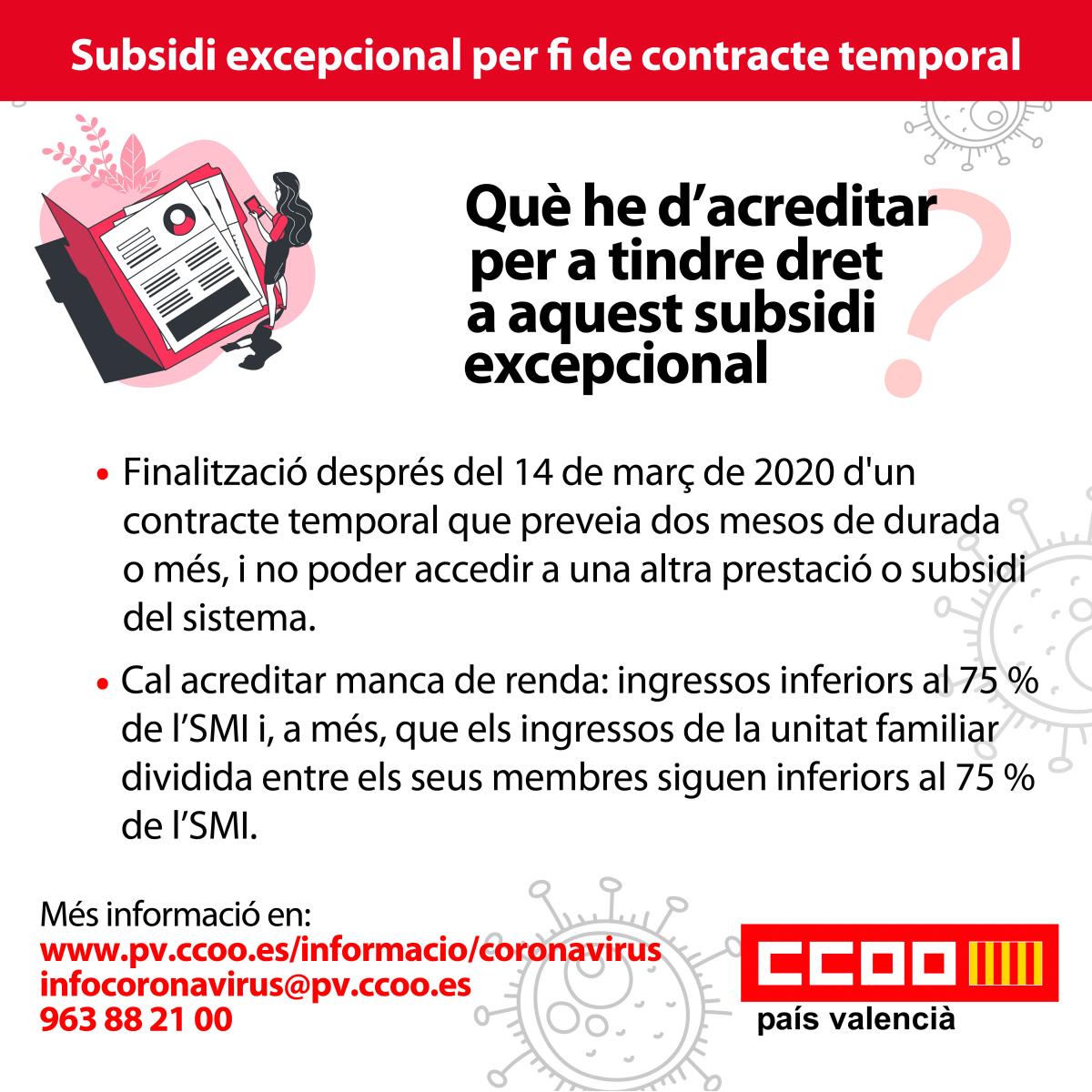 Subsidi excepcional per fi de contracte temporal.