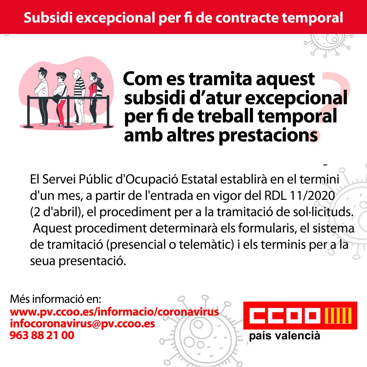 Subsidi excepcional per fi de contracte temporal.