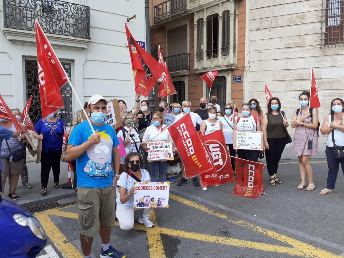 Concentració dels treballadors i de les treballadores de Sodexo, el passat dia 3 de setembre