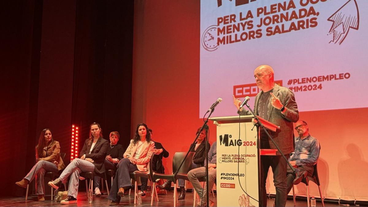 El secretario general de CCOO, Unai Sordo, en la asamblea de Castelln.