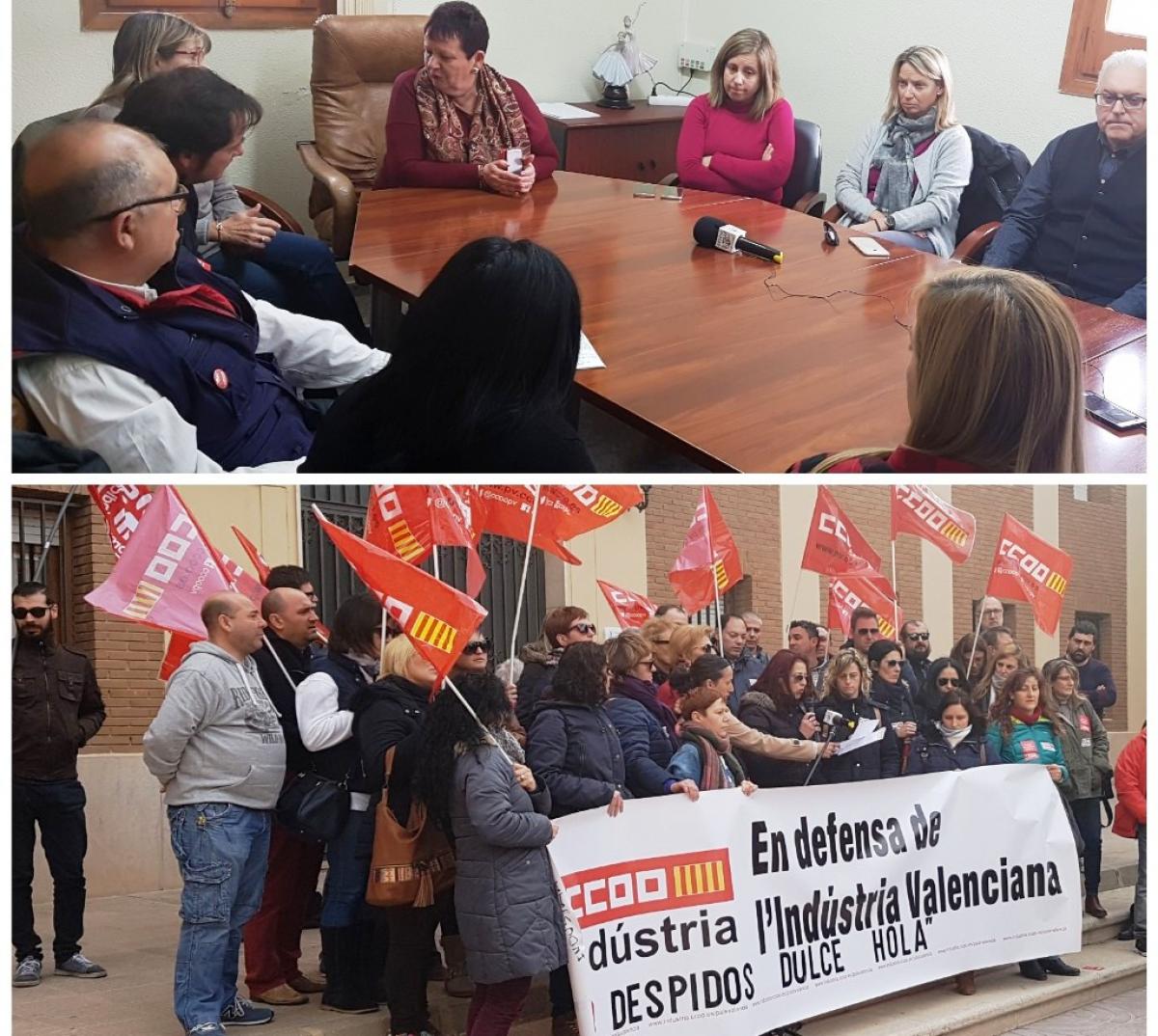 Reunidos con la Alcaldesa y una instantnea de la concentracin.