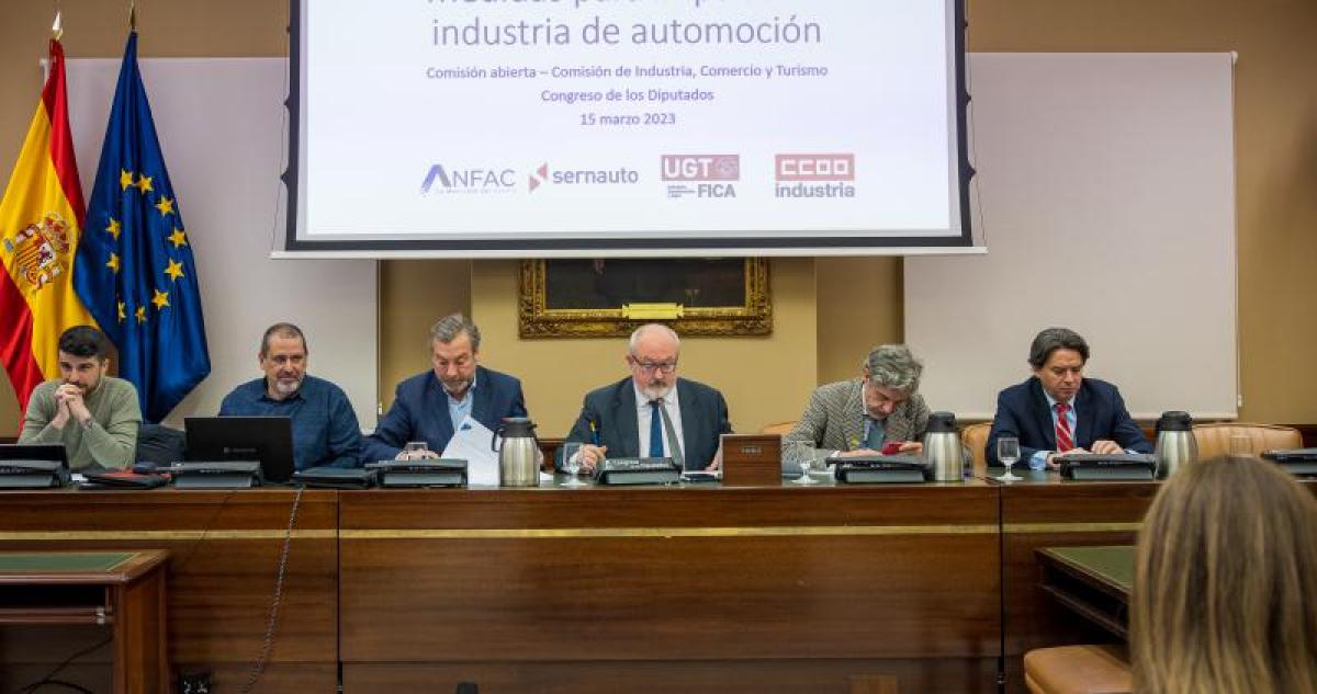 A la izquierda, Rafael Guerrero, durante la comparecencia abierta ante la Comisin de Industria