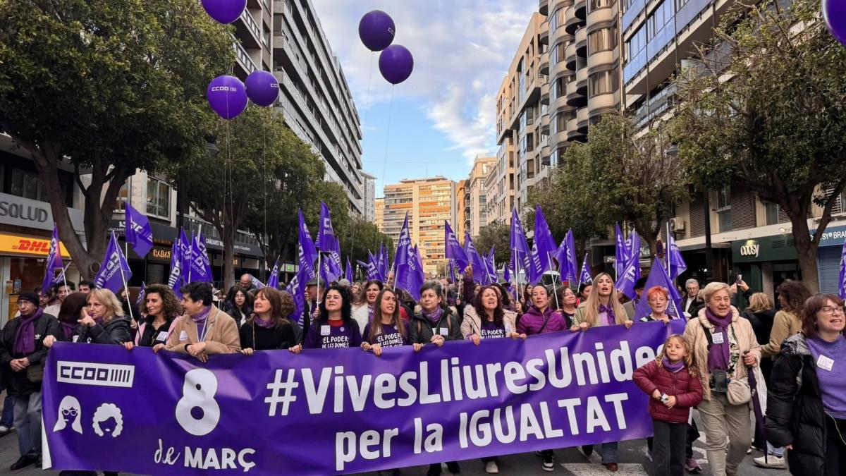 Pancarta de CCOO PV en la manifestació de València