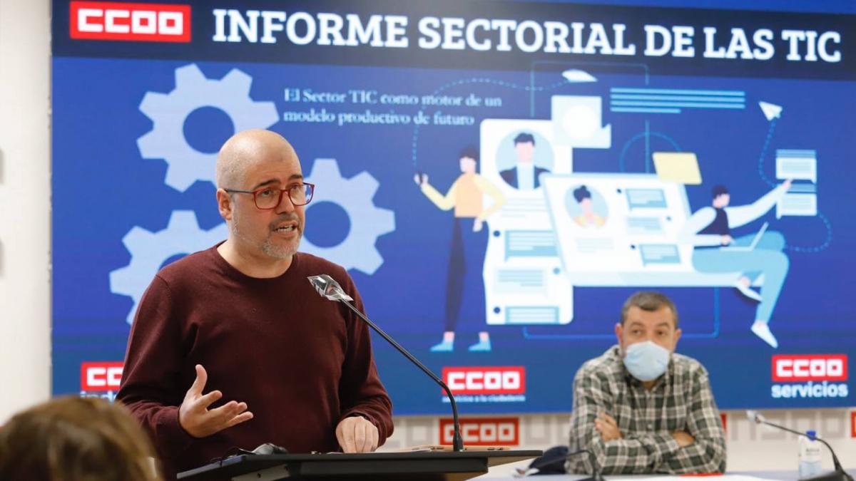 Unai Sordo en la presentacin del informe El sector de las TIC como motor de un modelo productivo de futuro