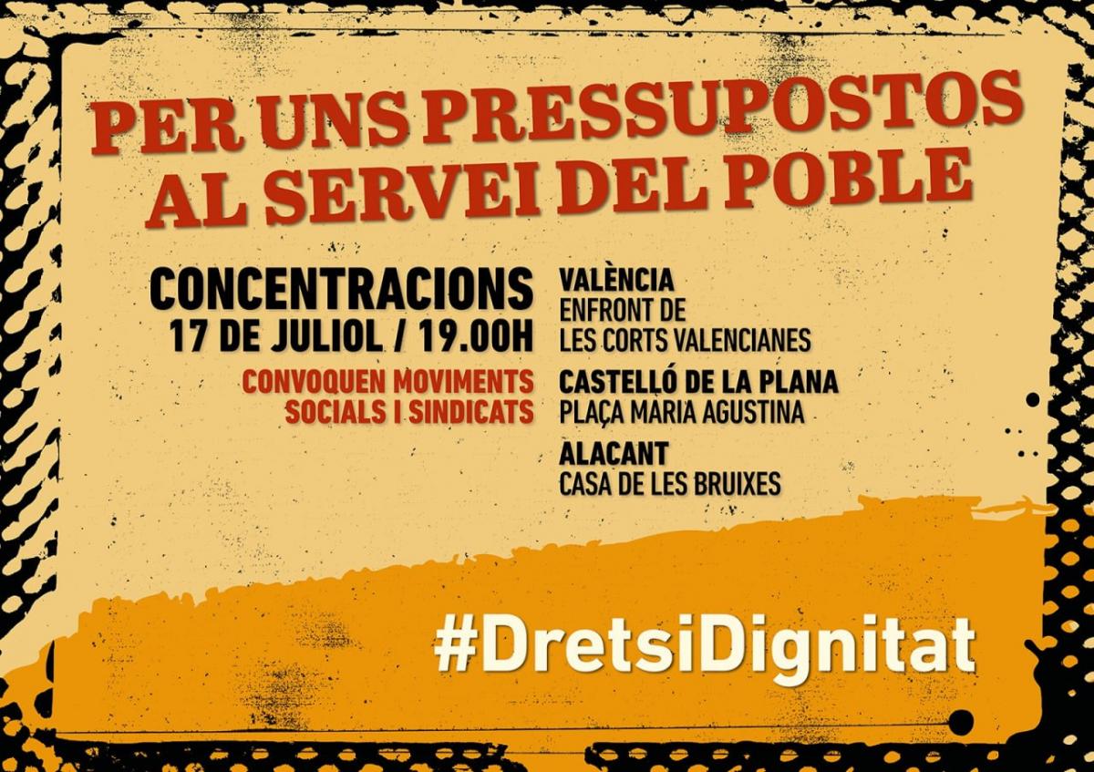 Drets i dignitat. Concentracions a Valncia, a Castell i a Alacant.