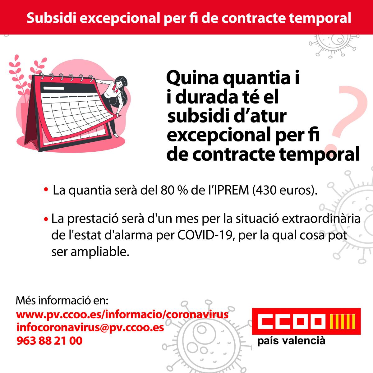 Subsidi excepcional per fi de contracte temporal.