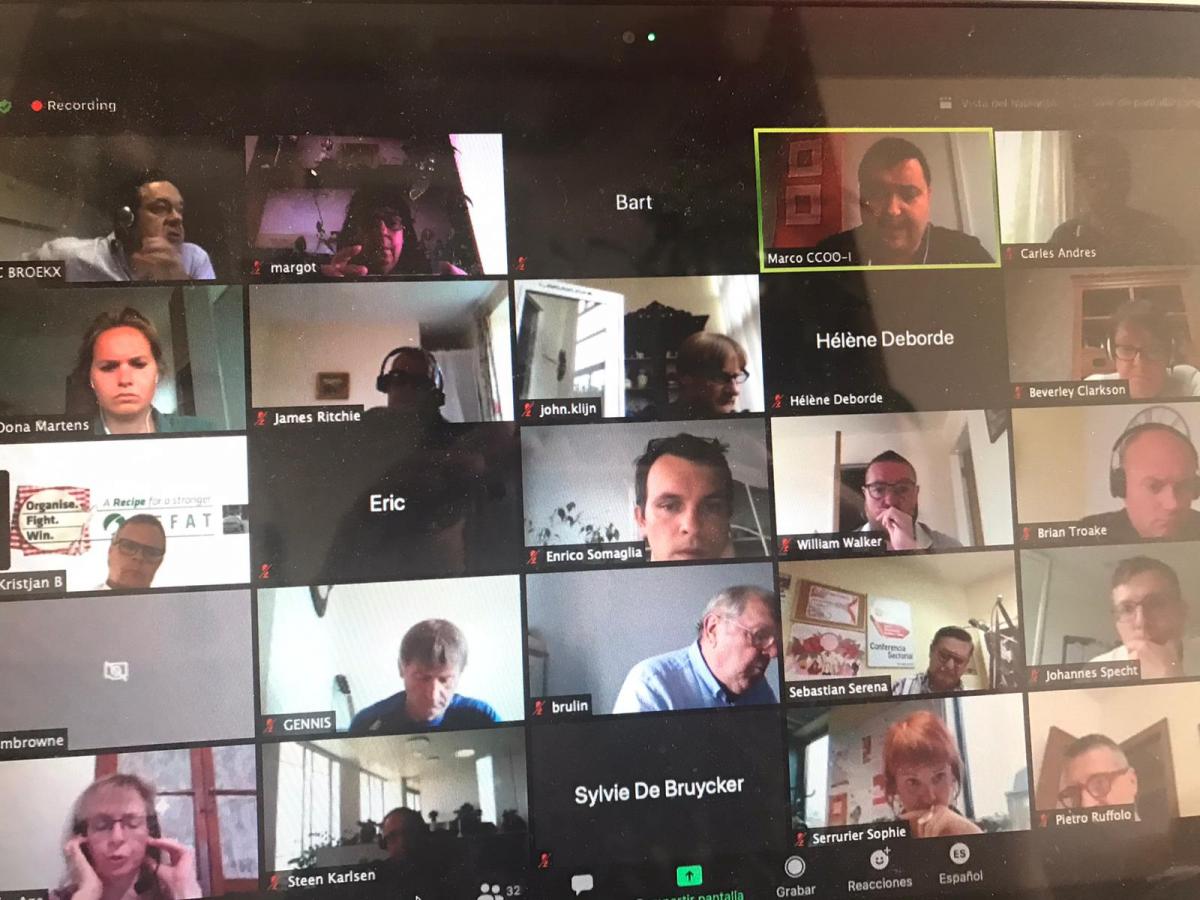 La videconferencia reuni a sindicalistas de ocho pases europeos