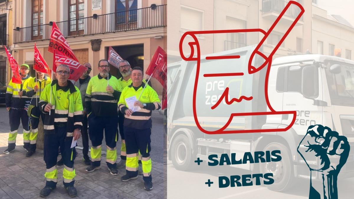 La plantilla de RSU de Carcaixent juntament amb CCOO de l’Hàbitat del País Valencià signen el Conveni després de les mobilitzacions.