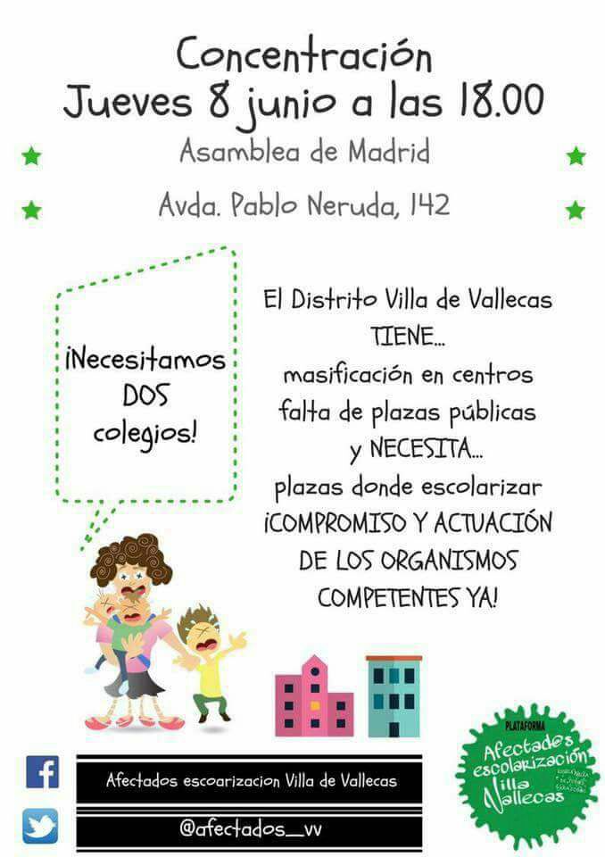 Concentracin contra los problemas de escolarizacin en Villa de Vallecas