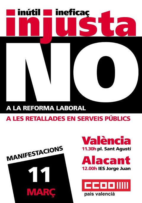 Cartell Manifestacions #11m contra la reforma laboral