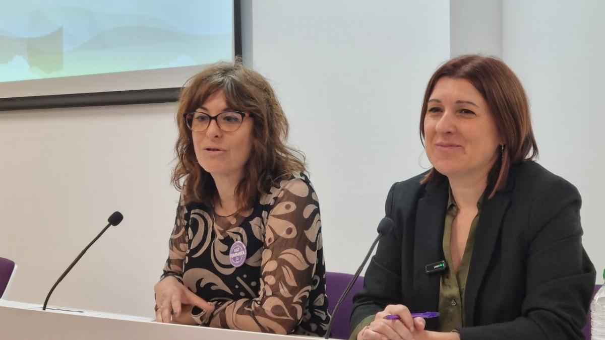 Las responsables de Igualdad de UGT PV, Pilar Mora de CCOO PV, Cloti Iborra.