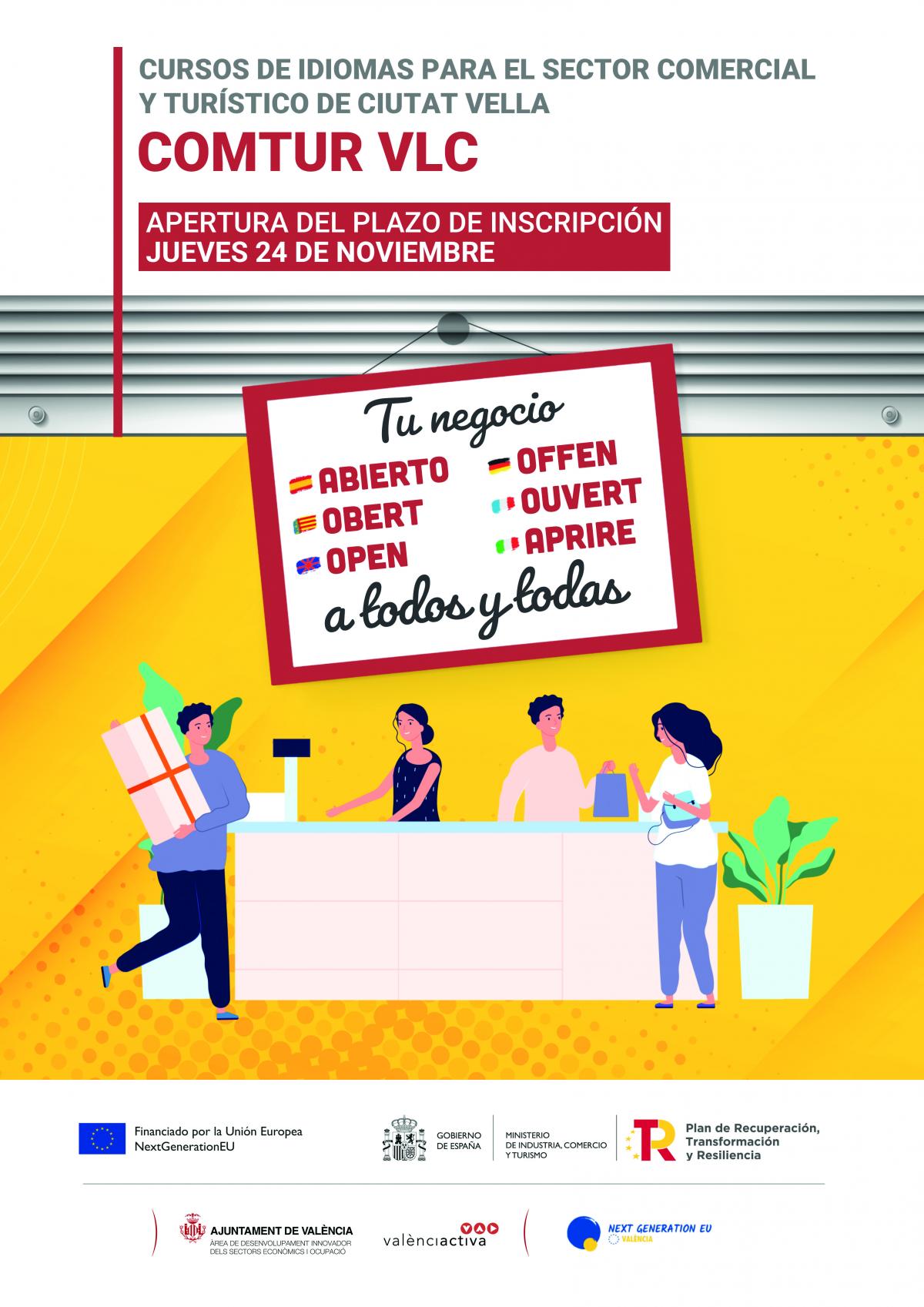Cartel detallando la oferta de cursos