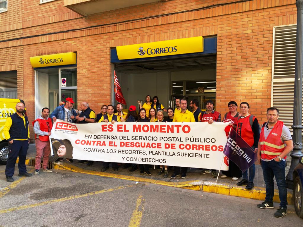 Imatge d'una protesta de la Secció Sindical de CCOO en Correus i la FSC CCOO PV.