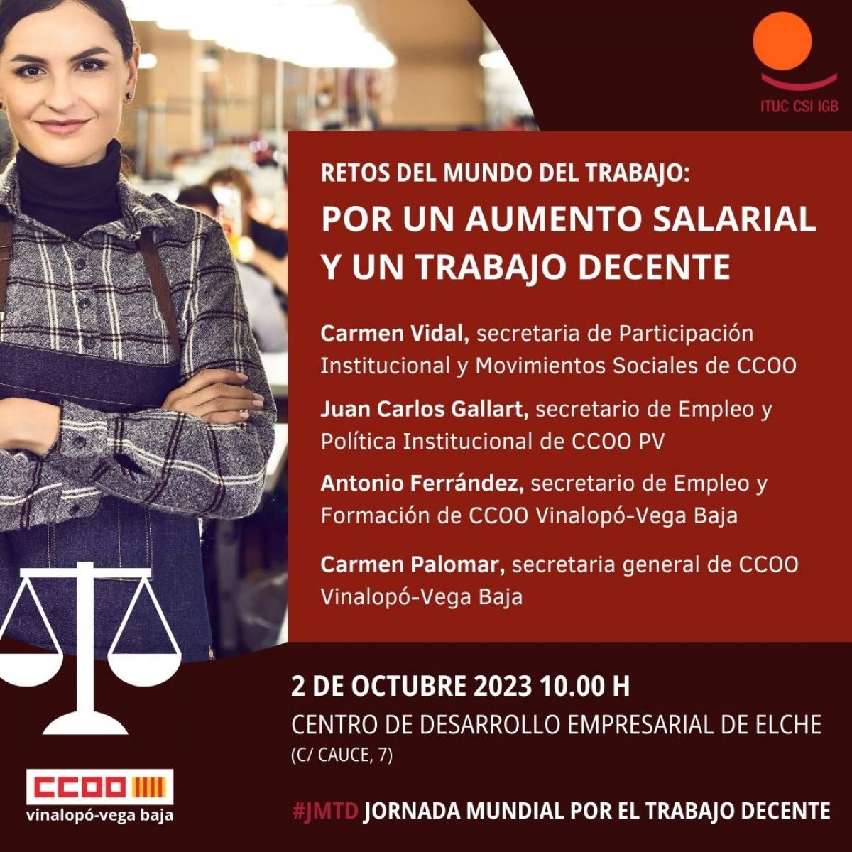 Asamblea en Elche. Jornada Mundial por el Trabajo Decente.