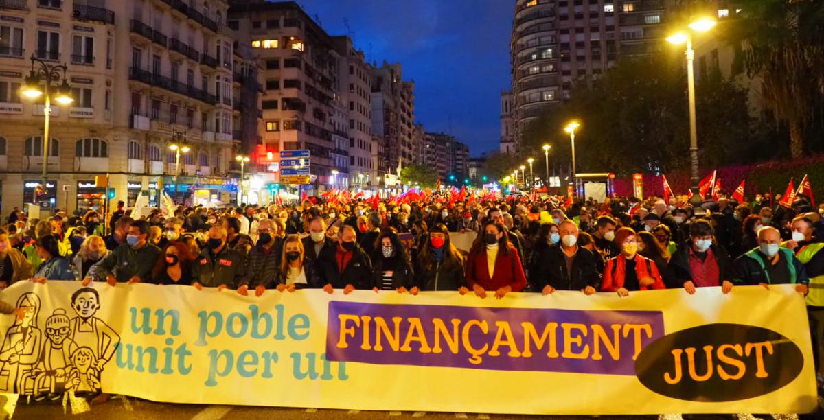 Manifestació per un finançament just, a València el passat dia 20 de novembre