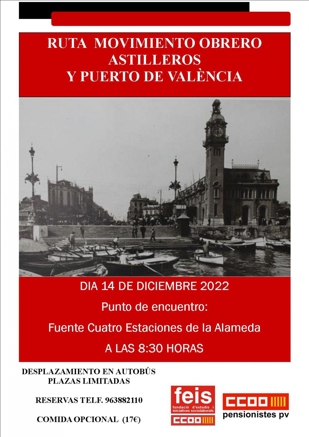 Cartel de la  Ruta del movimiento obrero por los astilleros y el puerto de Valencia