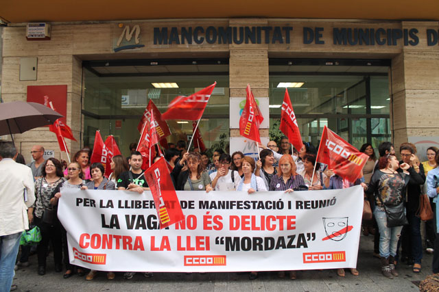 Manifestaci en suport dels encausats per exercir el dret de vaga
